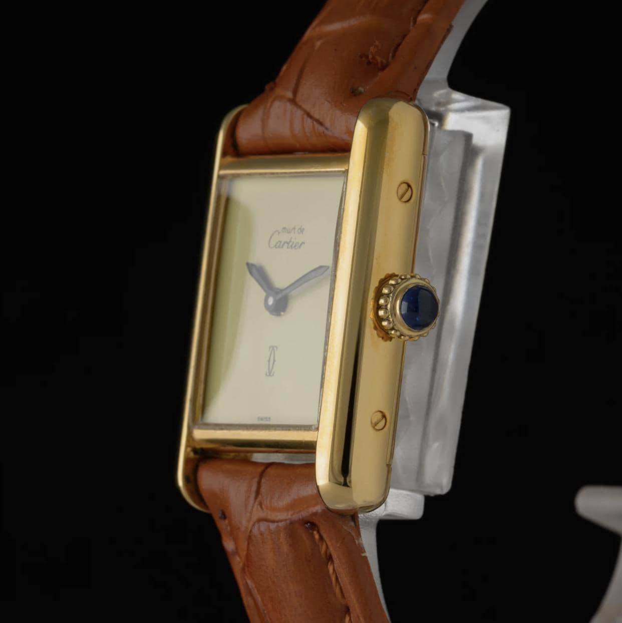 Vintage Cartier Tank Must Lemon Dial Manual Wind Gold 20mm Ladies Watch