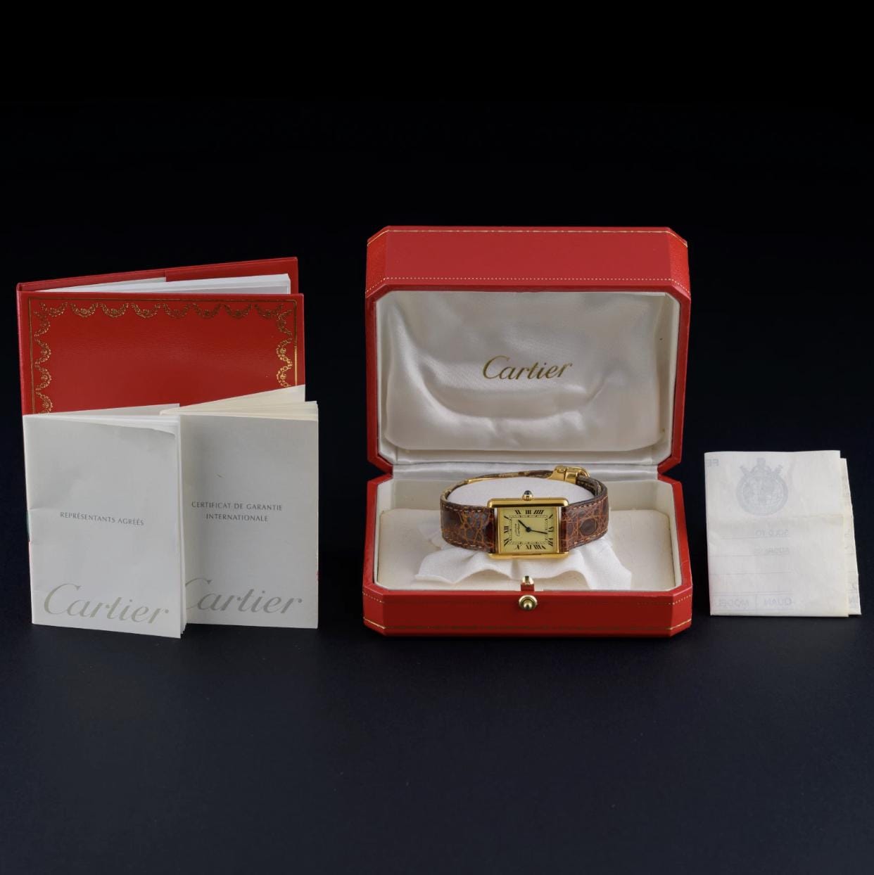 Cartier Tank Must Large 1615 Lemon Dial 23x30mm Gold Quartz Watch