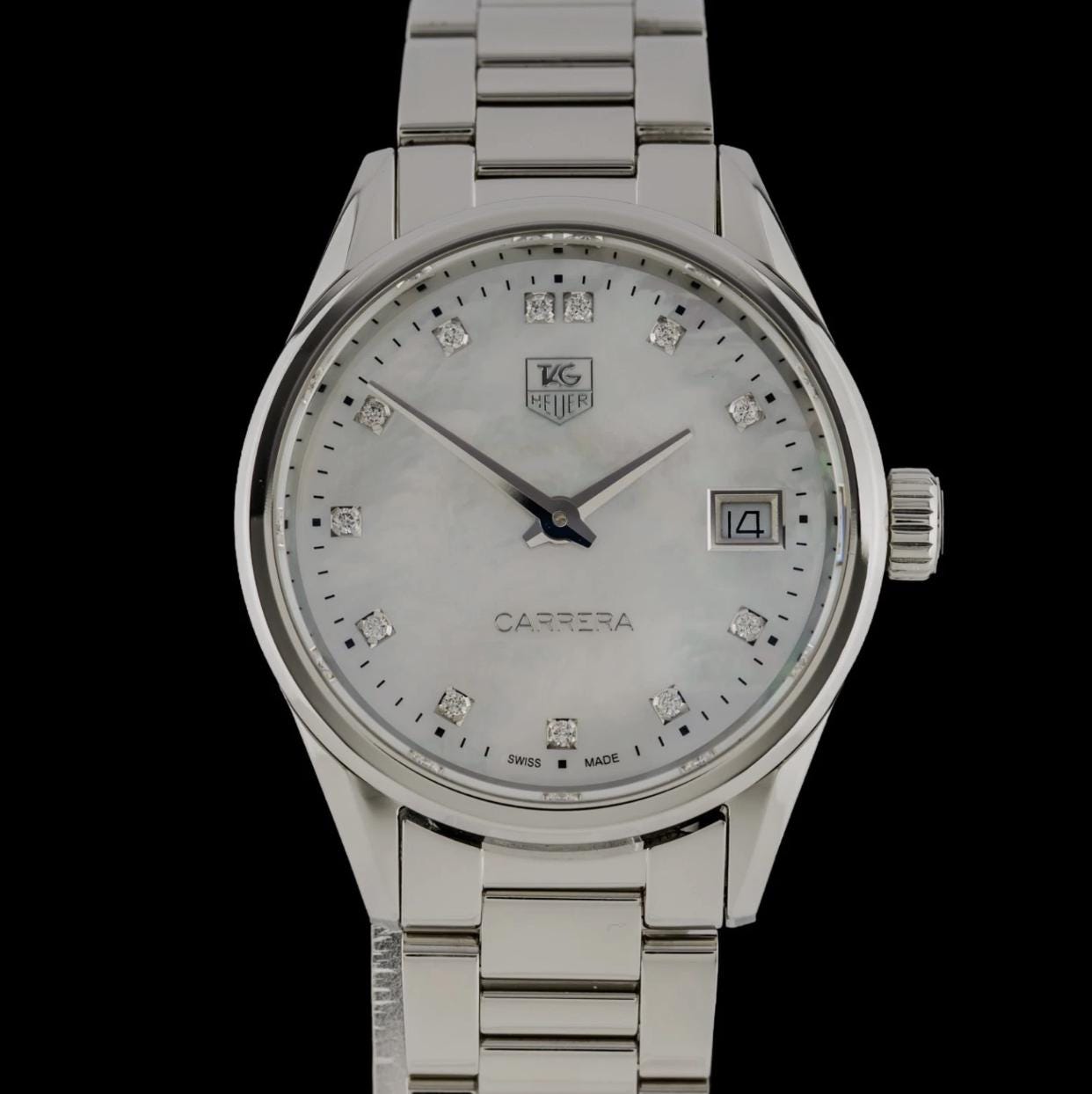 TAG Heuer Carrera WAR1314 Diamond Mother of Pearl 32mm Quartz Ladies Watch