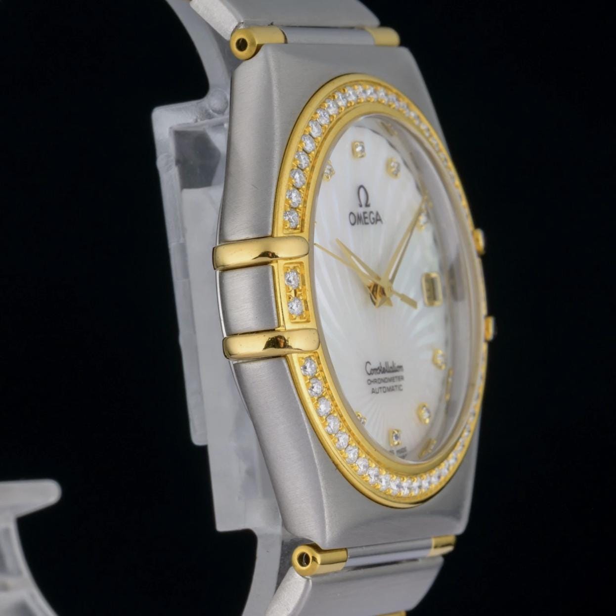 Omega Constellation Automatic Custom MOP Diamond Dial Gold and Steel 36mm Watch