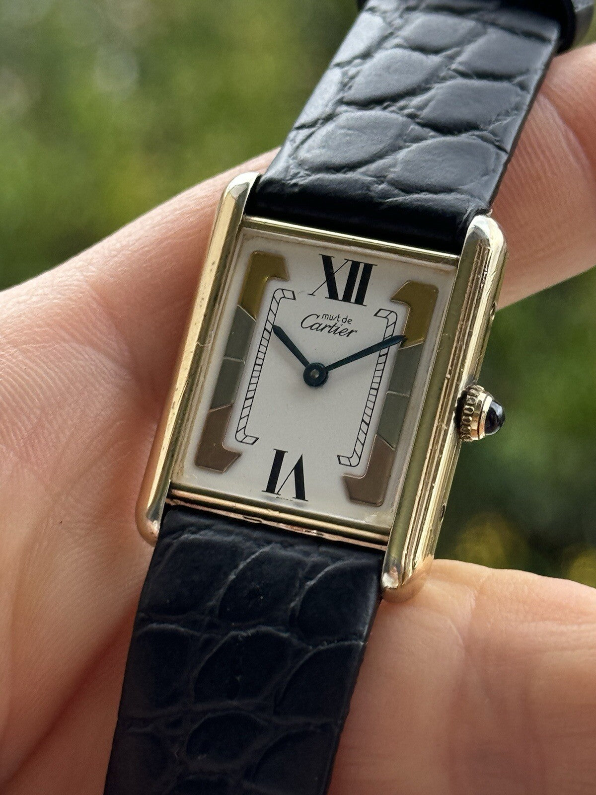 Cartier Tank Vermeil Quartz Argent 925 Midsize Tri Color 23.5x30.5mm Swiss Made