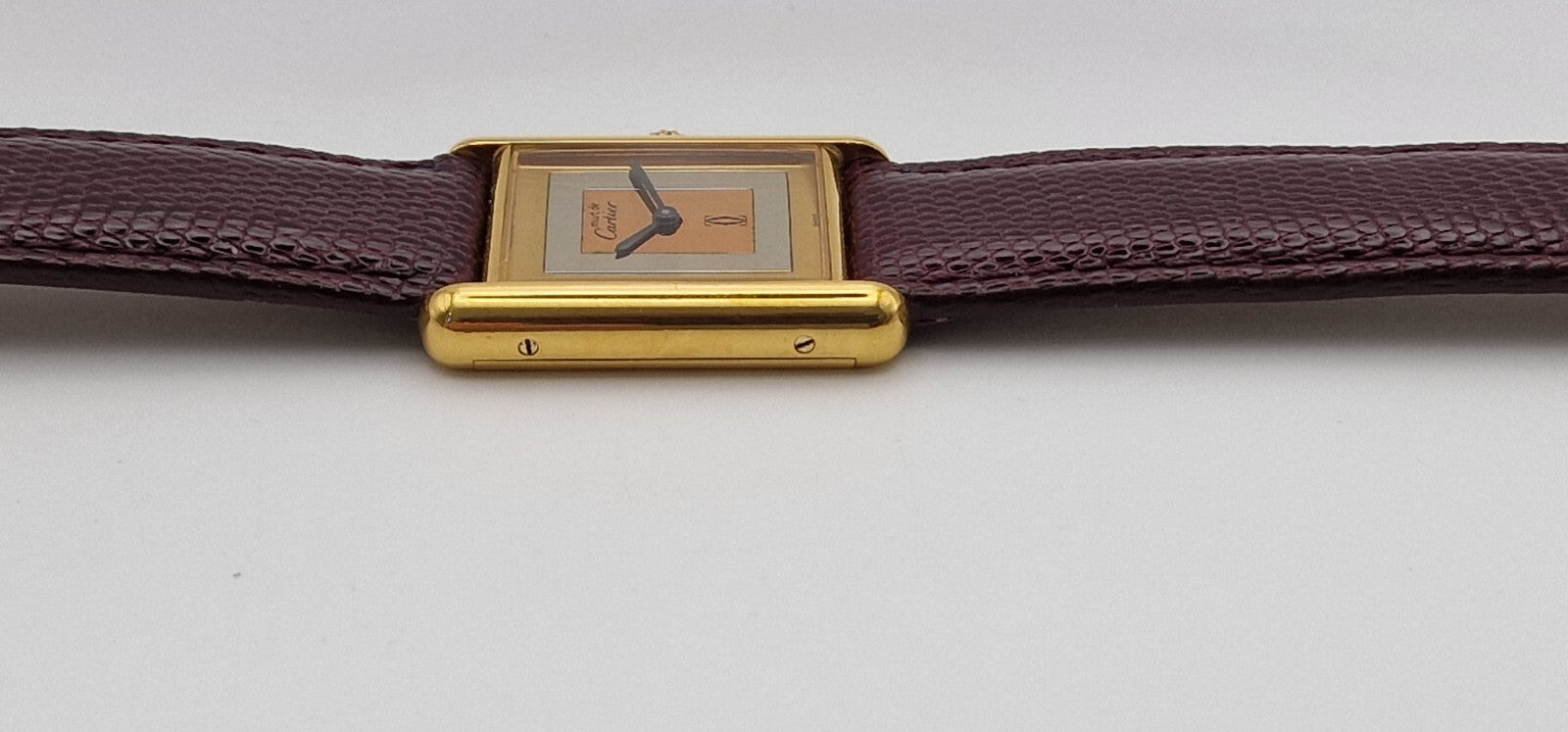 Must de Cartier Tank 18ct Gold on Silver Vintage Mid Size Mechanical Watch.
