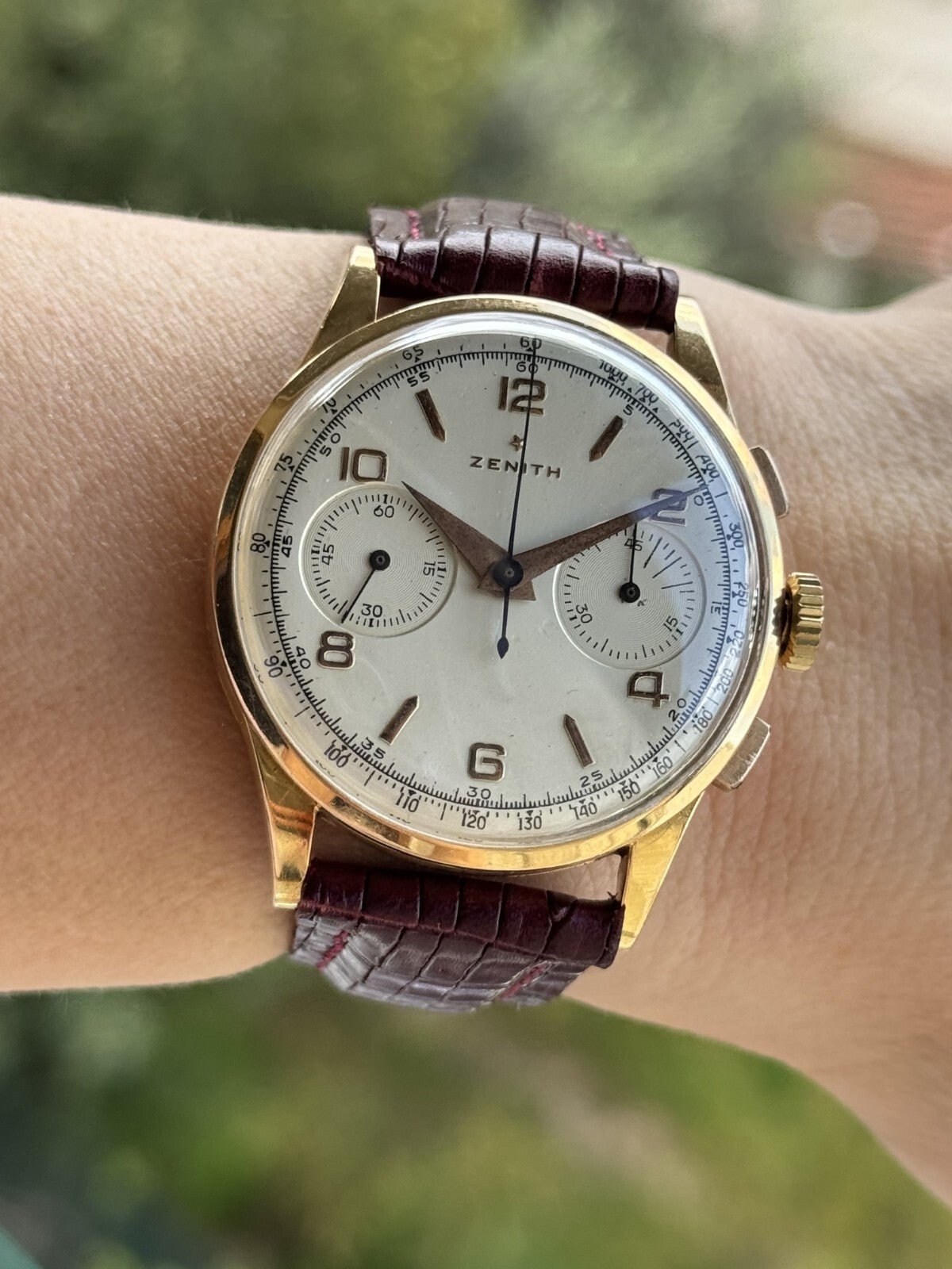 Vintage Zenith Chronograph 18K Gold Watch