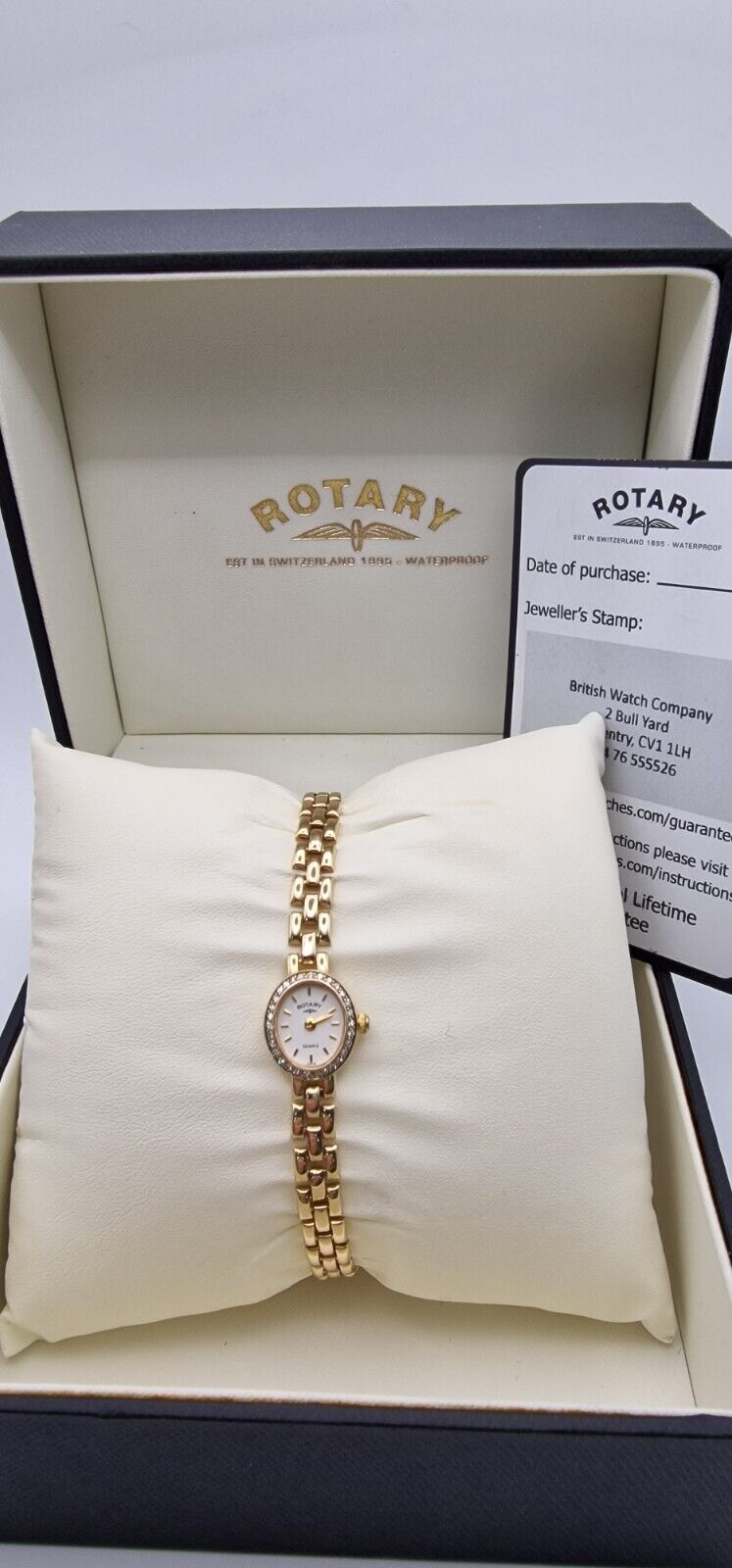 Rotary 9ct Gold Diamond Bezel Ladies Watch