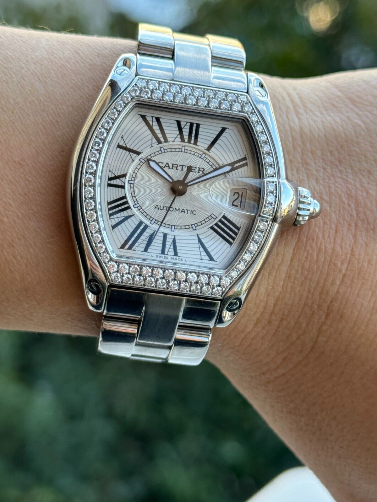 Cartier Roadster 2510 Diamond Bezel Watch