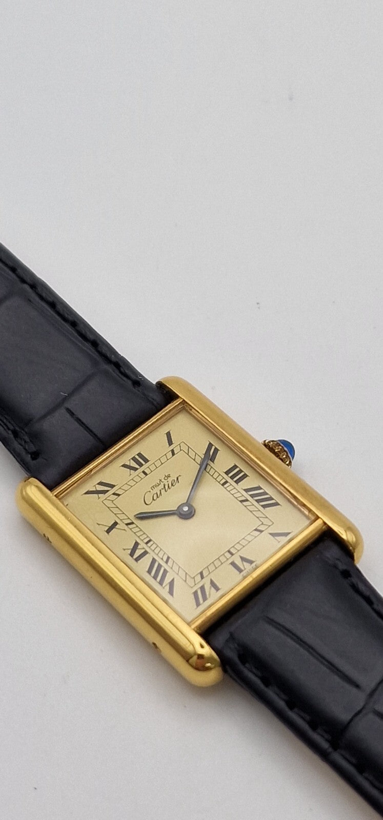 Must de Cartier Tank 18ct Gold on Silver Vintage Mid Size Mechanical Watch.