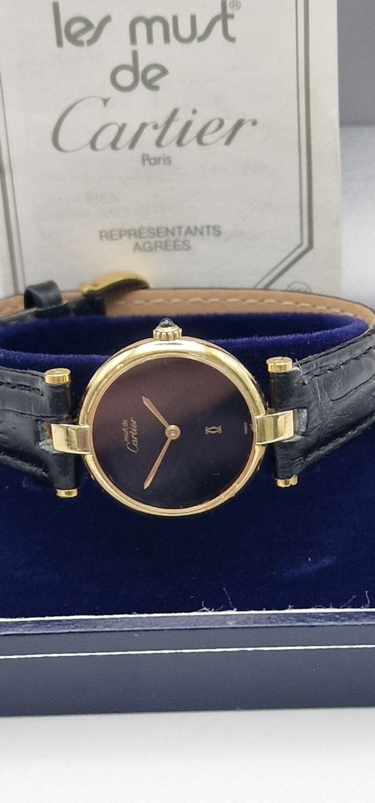 Must de Cartier Vendome Ladies Watch, Black Dial