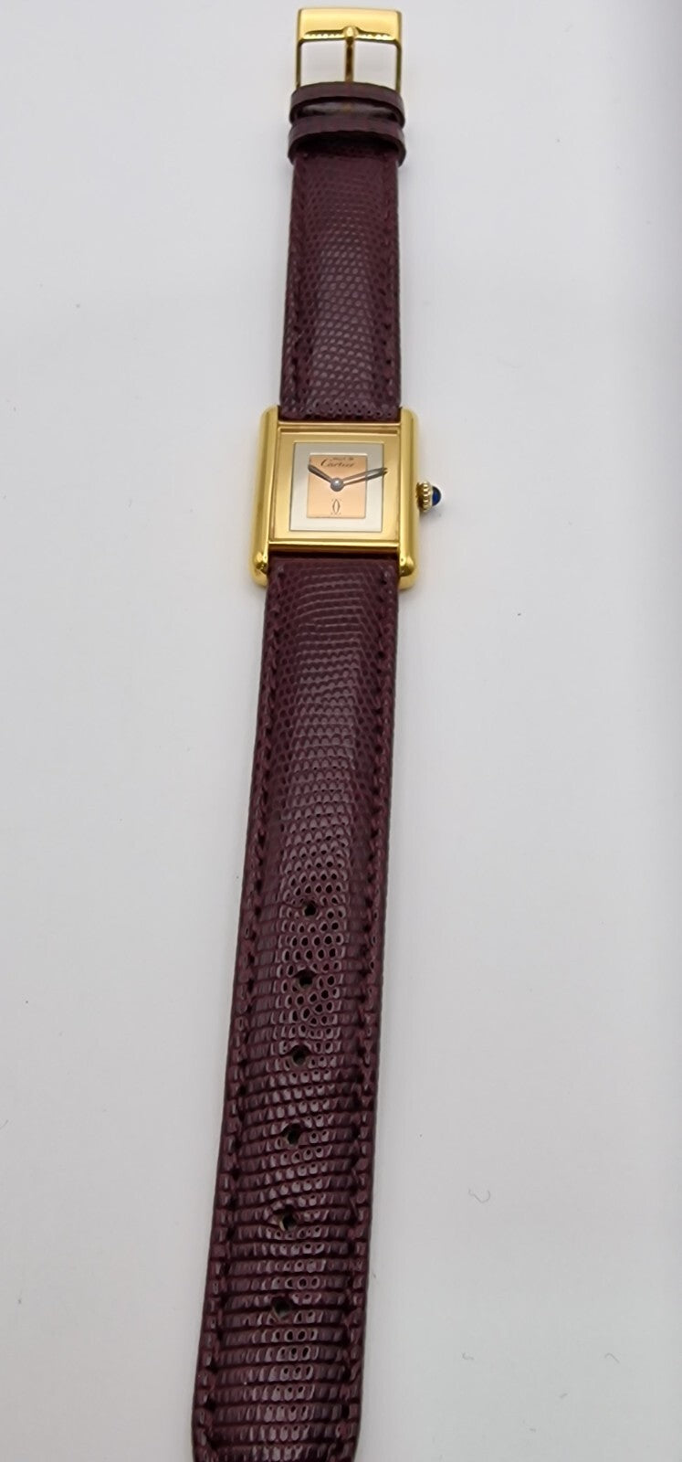 Must de Cartier Tank 18ct Gold on Silver Vintage Mid Size Mechanical Watch.