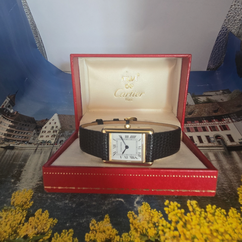 Authentic Ladies 1980s Vintage Cartier Tank Quartz Watch | Serviced, Box & Papers