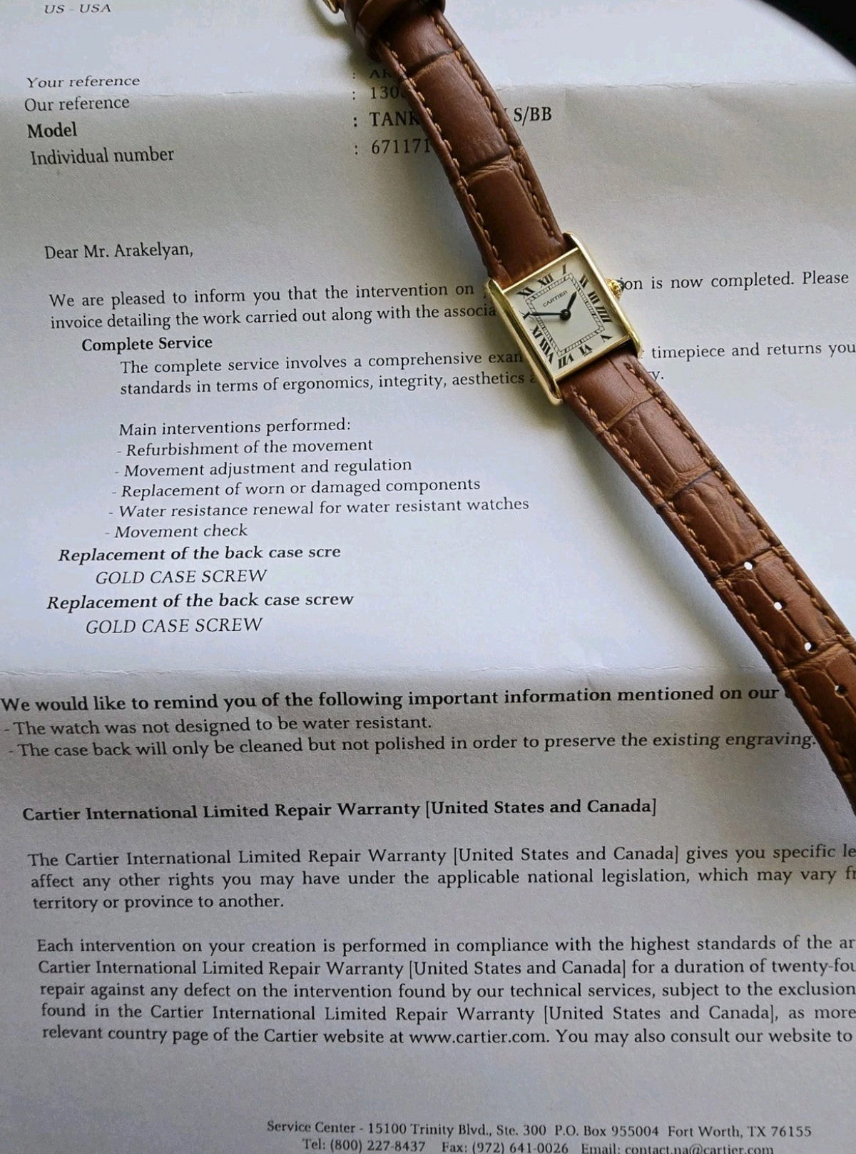 Cartier Tank Louis 6711 18K Gold Watch, 1970s