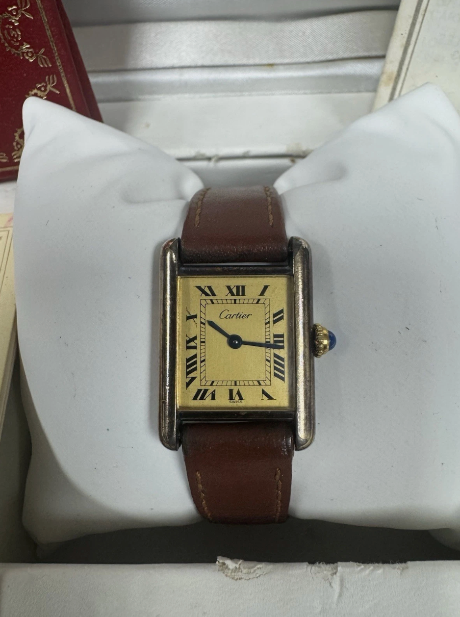 Vintage Must de Cartier Tank Ref 590005 | Vermeil 925 Gold Plated Watch | 1980s Quartz Dress Watch | Full Set with Box & Papers