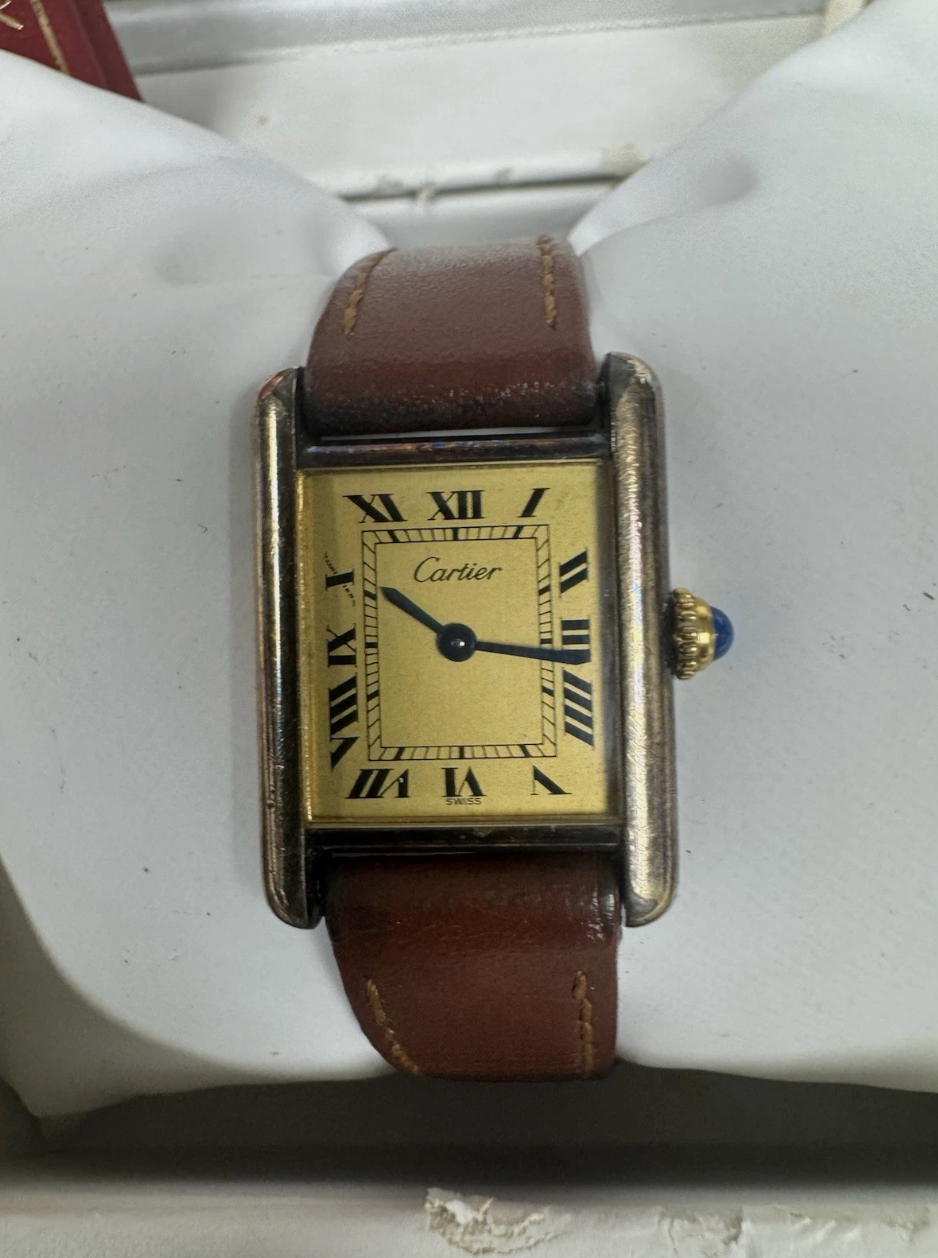 Vintage Must de Cartier Tank Ref 590005 | Vermeil 925 Gold Plated Watch | 1980s Quartz Dress Watch | Full Set with Box & Papers