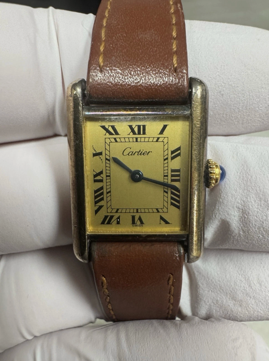 Vintage Must de Cartier Tank Ref 590005 | Vermeil 925 Gold Plated Watch | 1980s Quartz Dress Watch | Full Set with Box & Papers