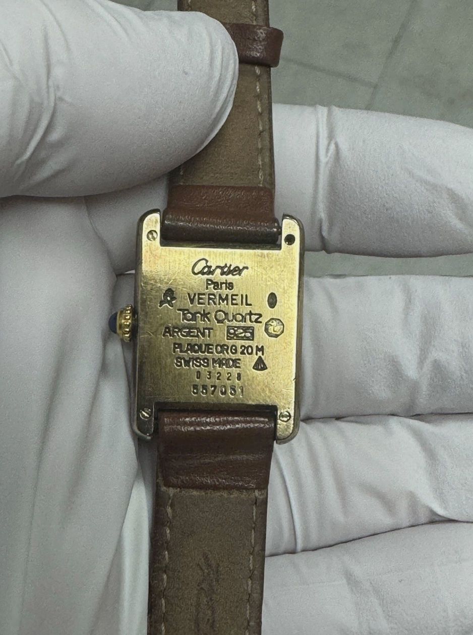 Vintage Must de Cartier Tank Ref 590005 | Vermeil 925 Gold Plated Watch | 1980s Quartz Dress Watch | Full Set with Box & Papers