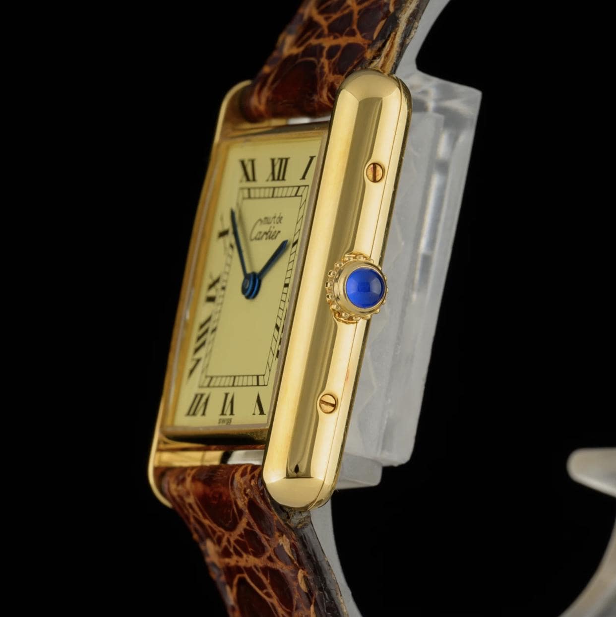 Cartier Tank Must Large 1615 Lemon Dial 23x30mm Gold Quartz Watch