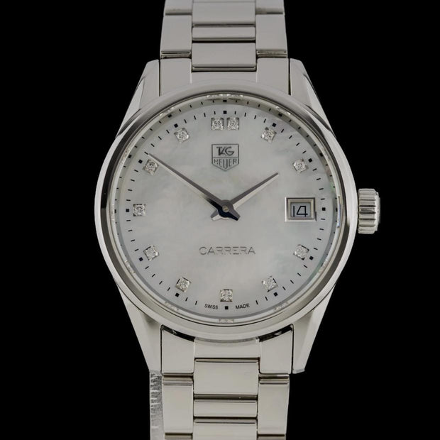 TAG Heuer Carrera WAR1314 Diamond Mother of Pearl 32mm Quartz Ladies Watch