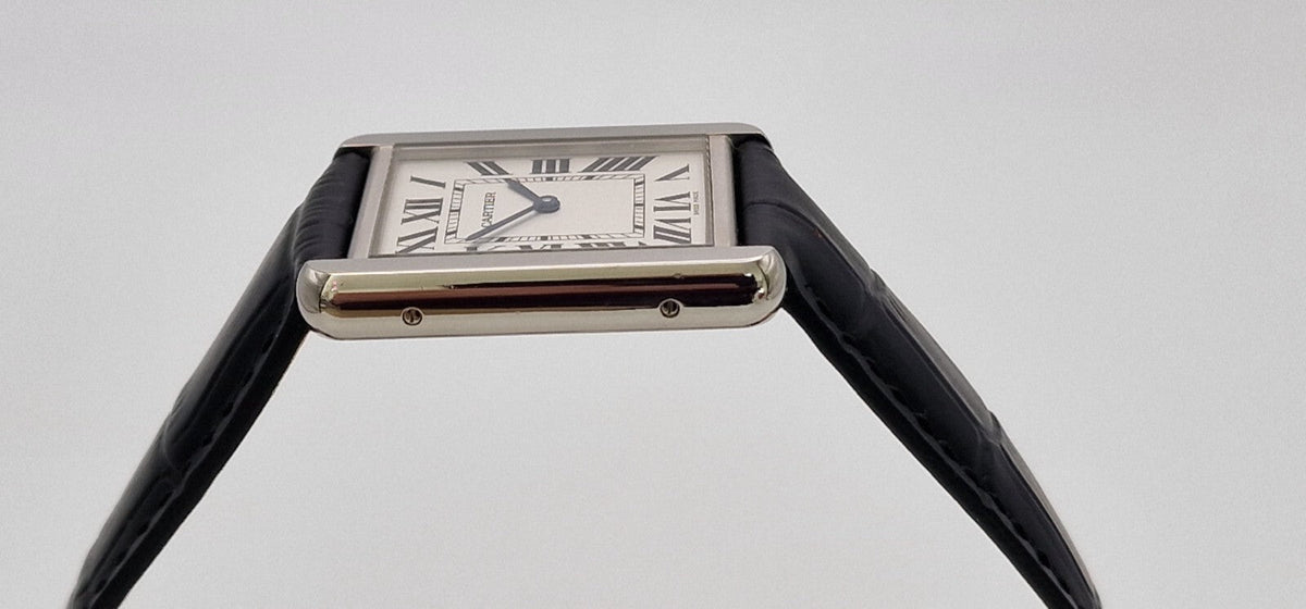 Cartier Tank Solo Steel Watch, Blue Cabochon Crown