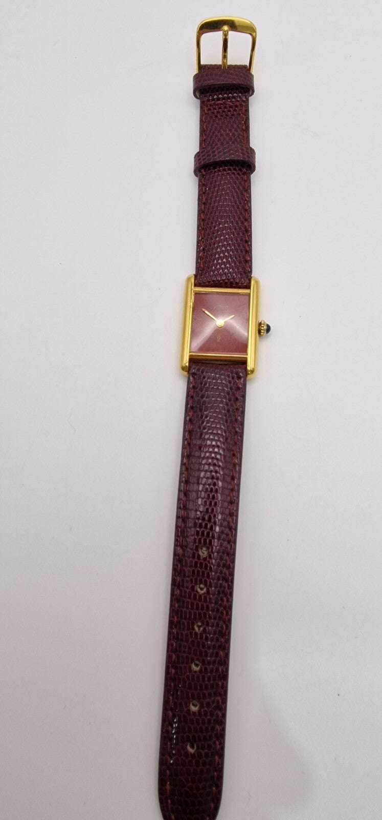 Cartier Tank Red Dial Ladies Watch, 18ct Gold on Silver