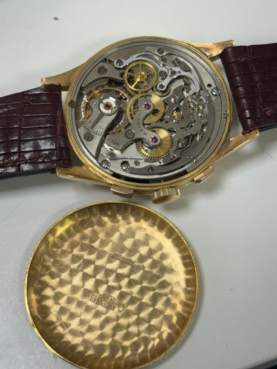 Vintage Zenith Chronograph 18K Gold Watch