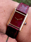 Cartier Tank LM Manual Wind Watch, Burgundy Dial | Watchlunex