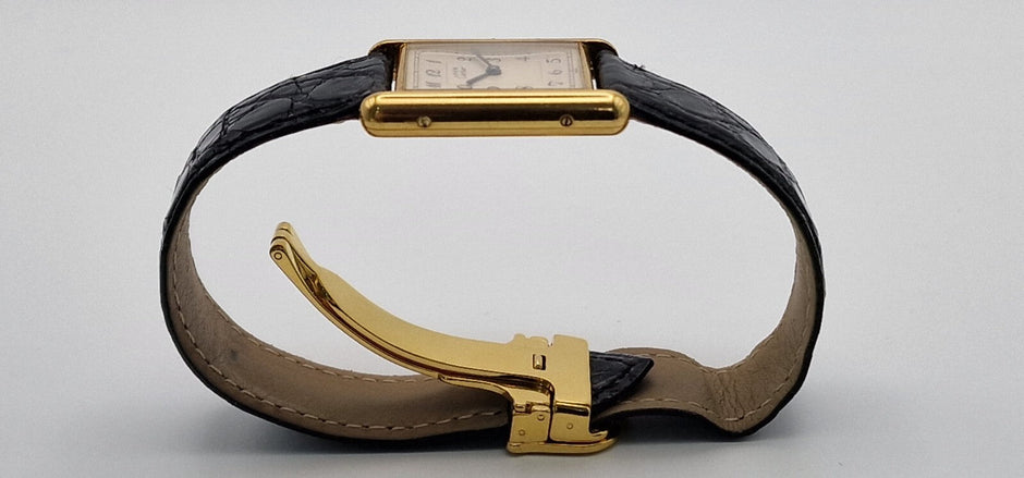 Must de Cartier Tank Gold Watch, Box & Papers, 1989