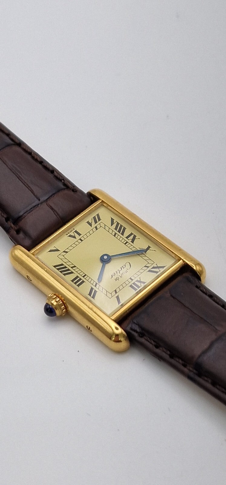 Must de Cartier Tank Watch, New Brown Strap