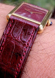 Cartier Tank LM Manual Wind Watch, Burgundy Dial | Watchlunex