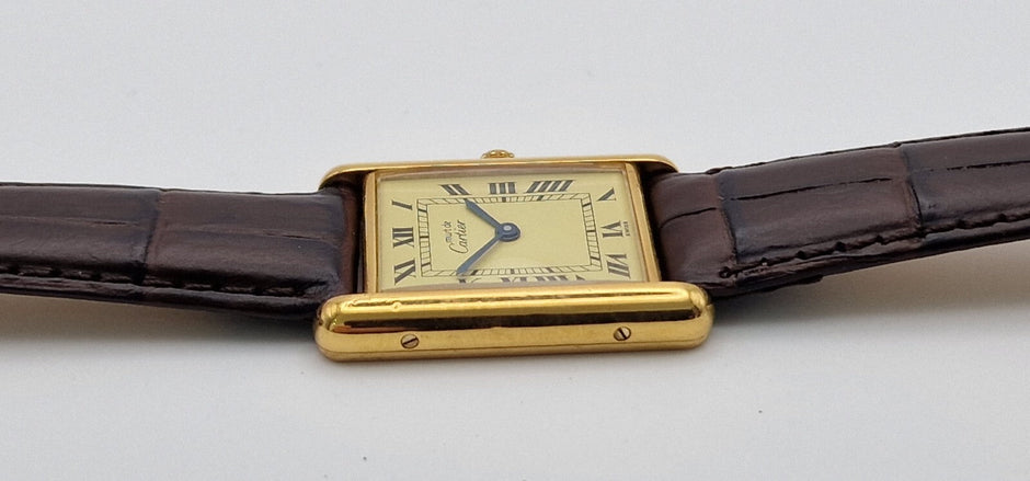 Must de Cartier Tank Watch, New Brown Strap