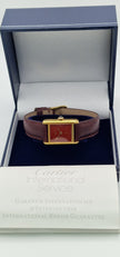 Cartier Tank Red Dial Ladies Watch, 18ct Gold on Silver