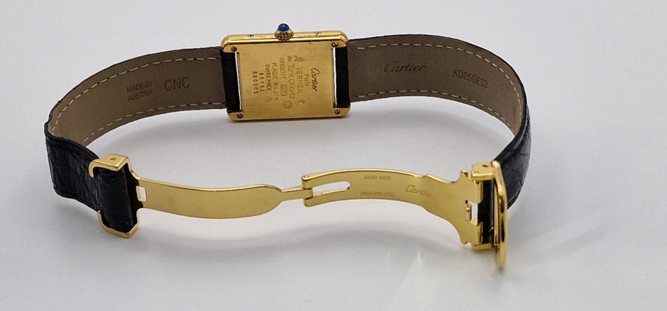 Must de Cartier Tank Gold Watch, Box & Papers, 1989