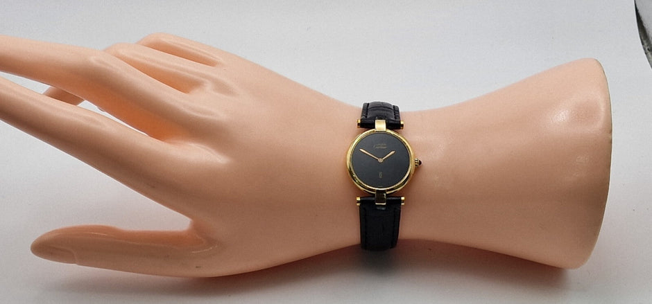 Must de Cartier Vendome Ladies Watch, Black Dial