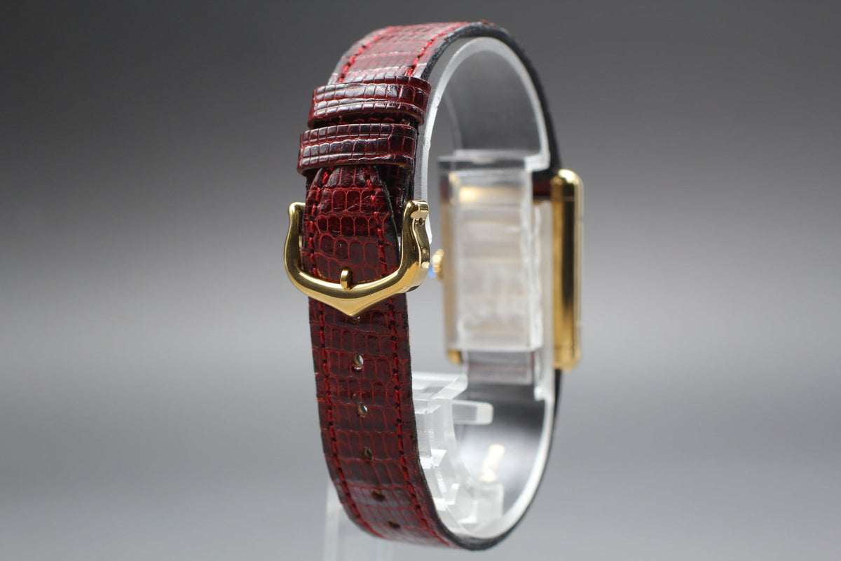 Cartier Must Tank Red Dial Watch, Full Set