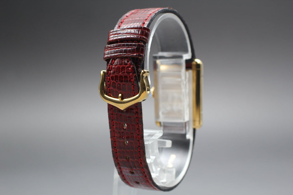 Cartier Must Tank Red Dial Watch, Full Set