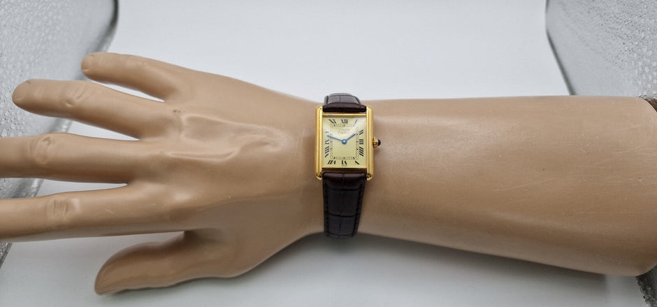 Must de Cartier Tank Watch, New Brown Strap