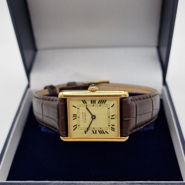 Must de Cartier Tank Watch, New Brown Strap