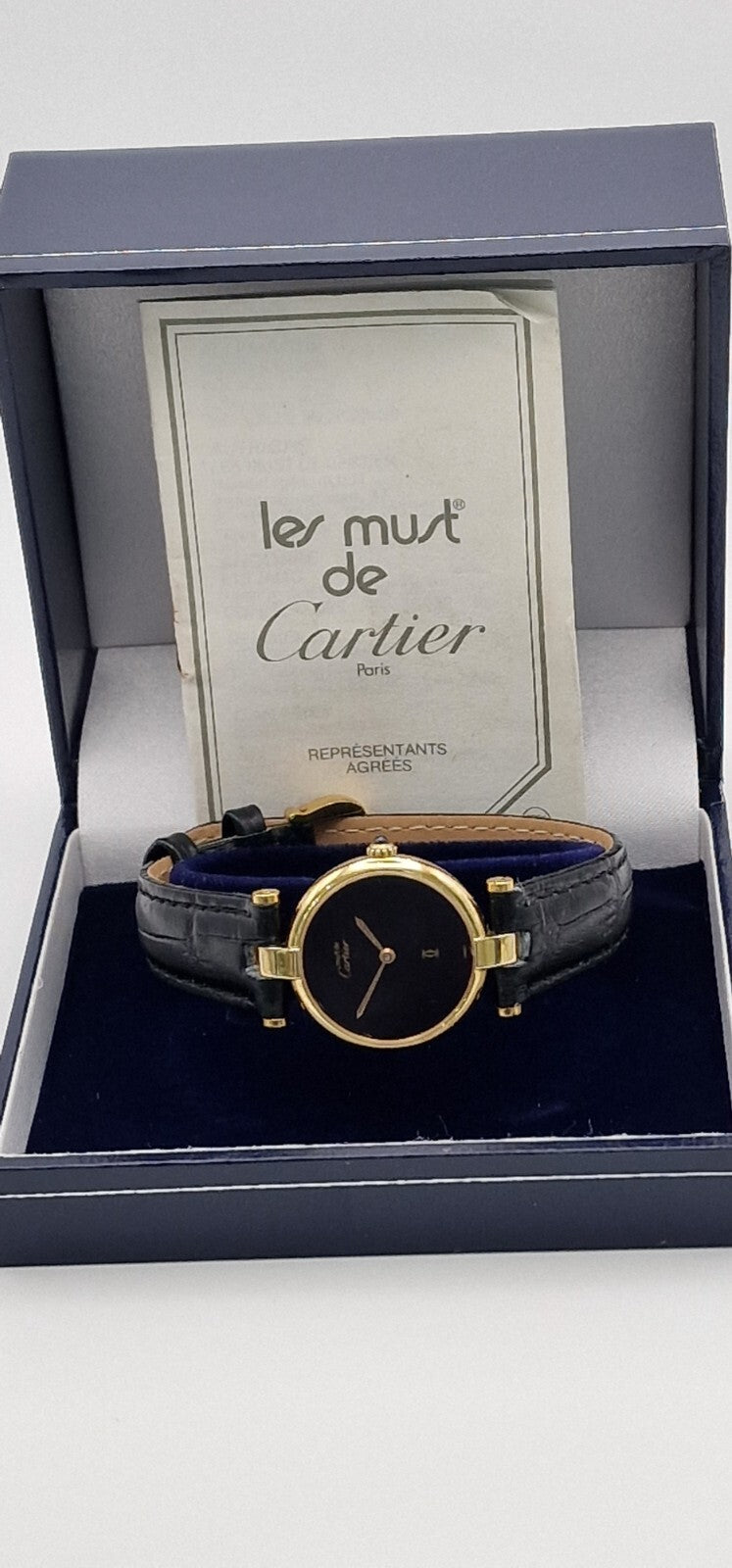 Must de Cartier Vendome Ladies Watch, Black Dial