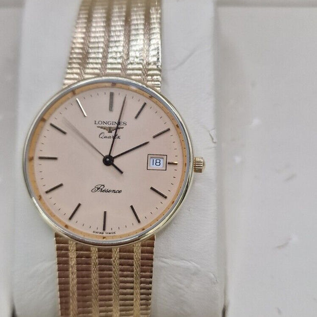Longines Presence 9ct Gold Watch, Salmon Dial