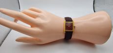 Cartier Tank Red Dial Ladies Watch, 18ct Gold on Silver