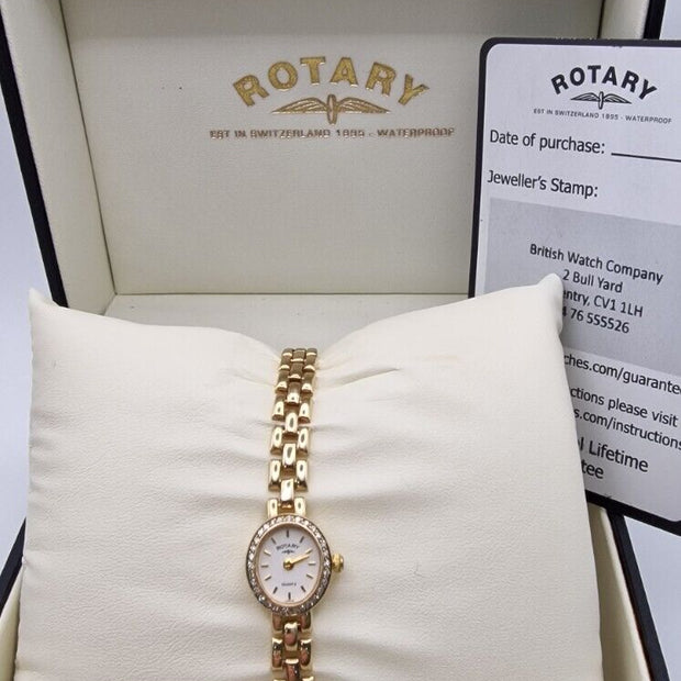 Rotary 9ct Gold Diamond Bezel Ladies Watch