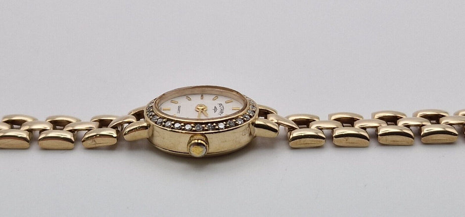 Rotary 9ct Gold Diamond Bezel Ladies Watch