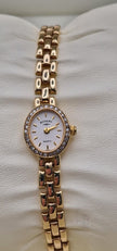 Rotary 9ct Gold Diamond Bezel Ladies Watch