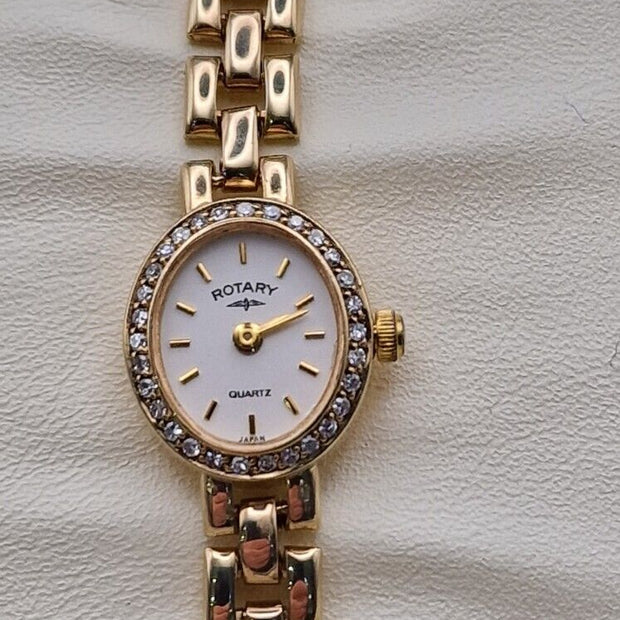 Rotary 9ct Gold Diamond Bezel Ladies Watch