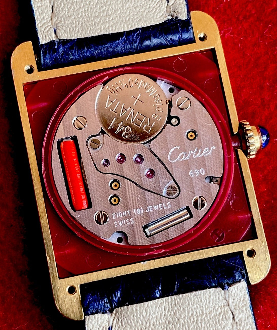 Cartier Tank LM Quartz - 925 Silver & 18K Gold Plate, Burgundy Strap, Ref. 590005