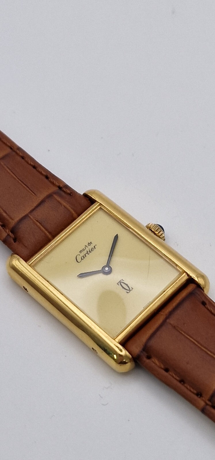 Must de Cartier Tank 18ct Gold on Silver Mid Size Vintage  Mechanical Watch.