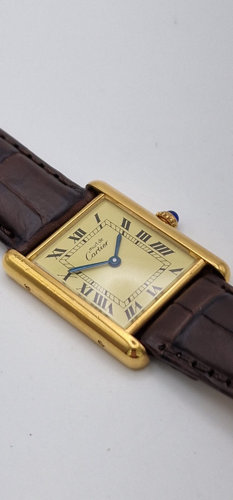 Must de Cartier Tank Watch, New Brown Strap
