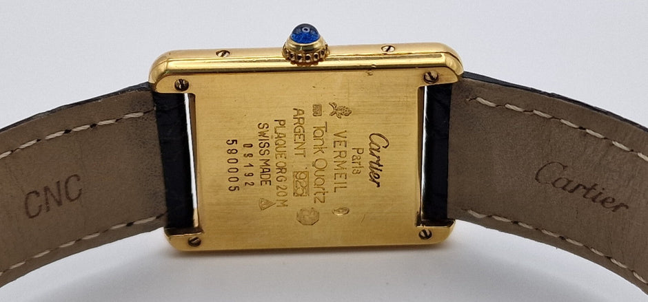 Must de Cartier Tank Gold Watch, Box & Papers, 1989