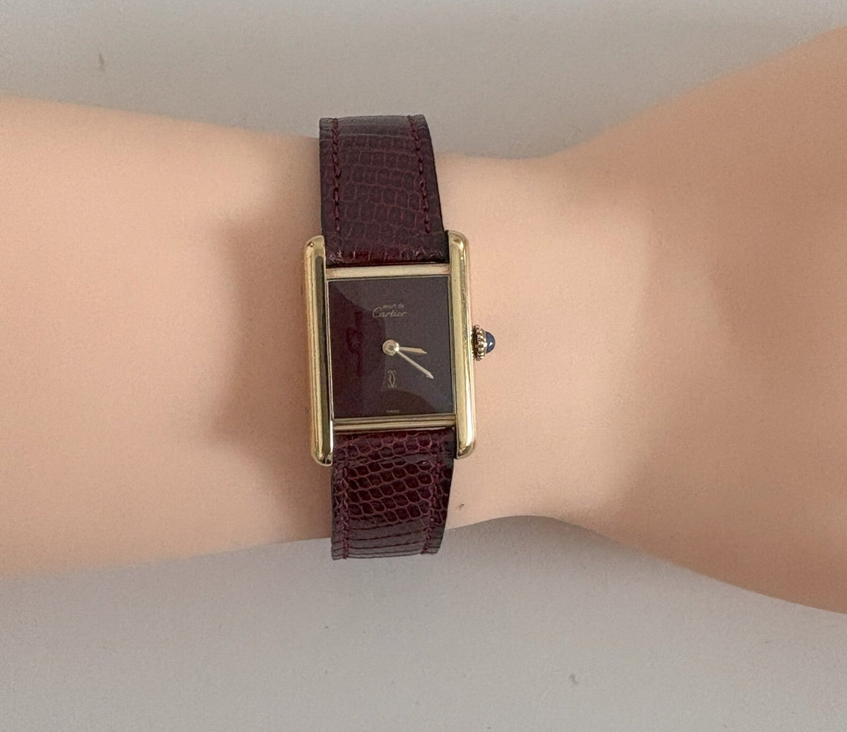 Cartier Must Tank Red Dial Watch, Full Set