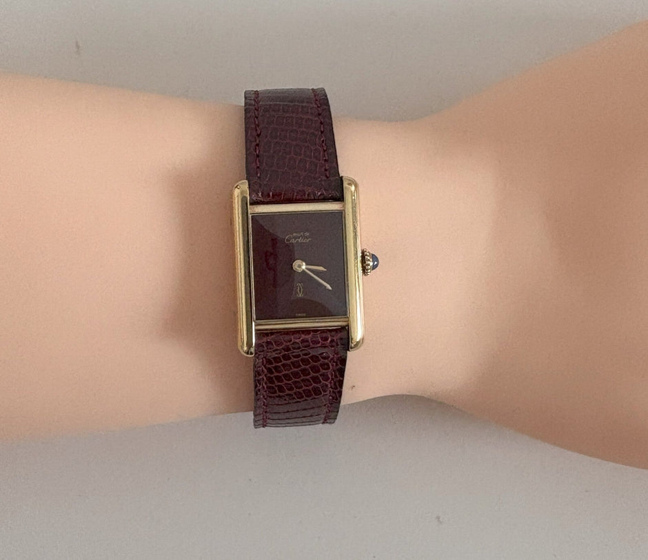 Cartier Must Tank Red Dial Watch, Full Set
