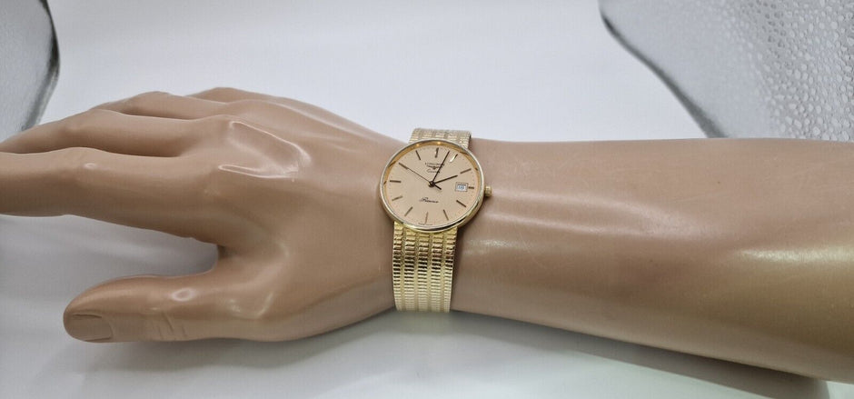 Longines Presence 9ct Gold Watch, Salmon Dial