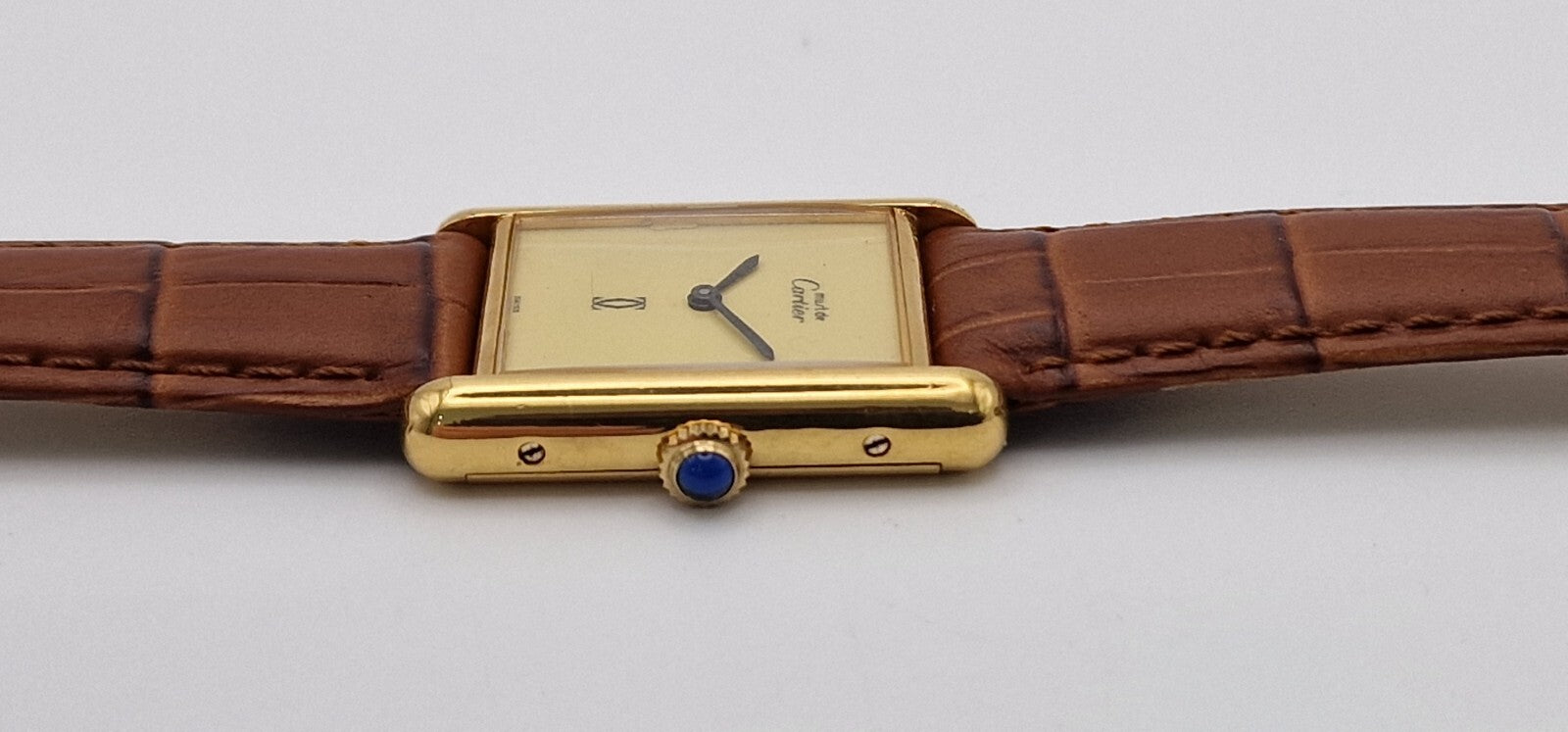 Must de Cartier Tank 18ct Gold on Silver Mid Size Vintage  Mechanical Watch.